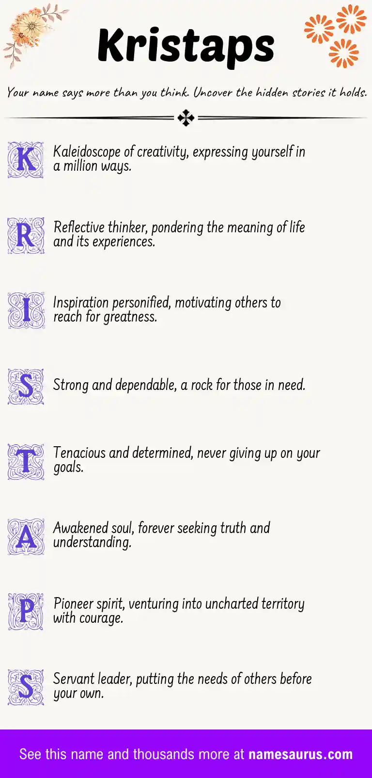 Acrostic poem about Kristaps.