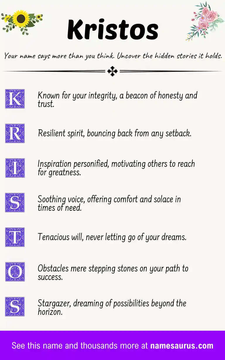 Acrostic poem about Kristos.
