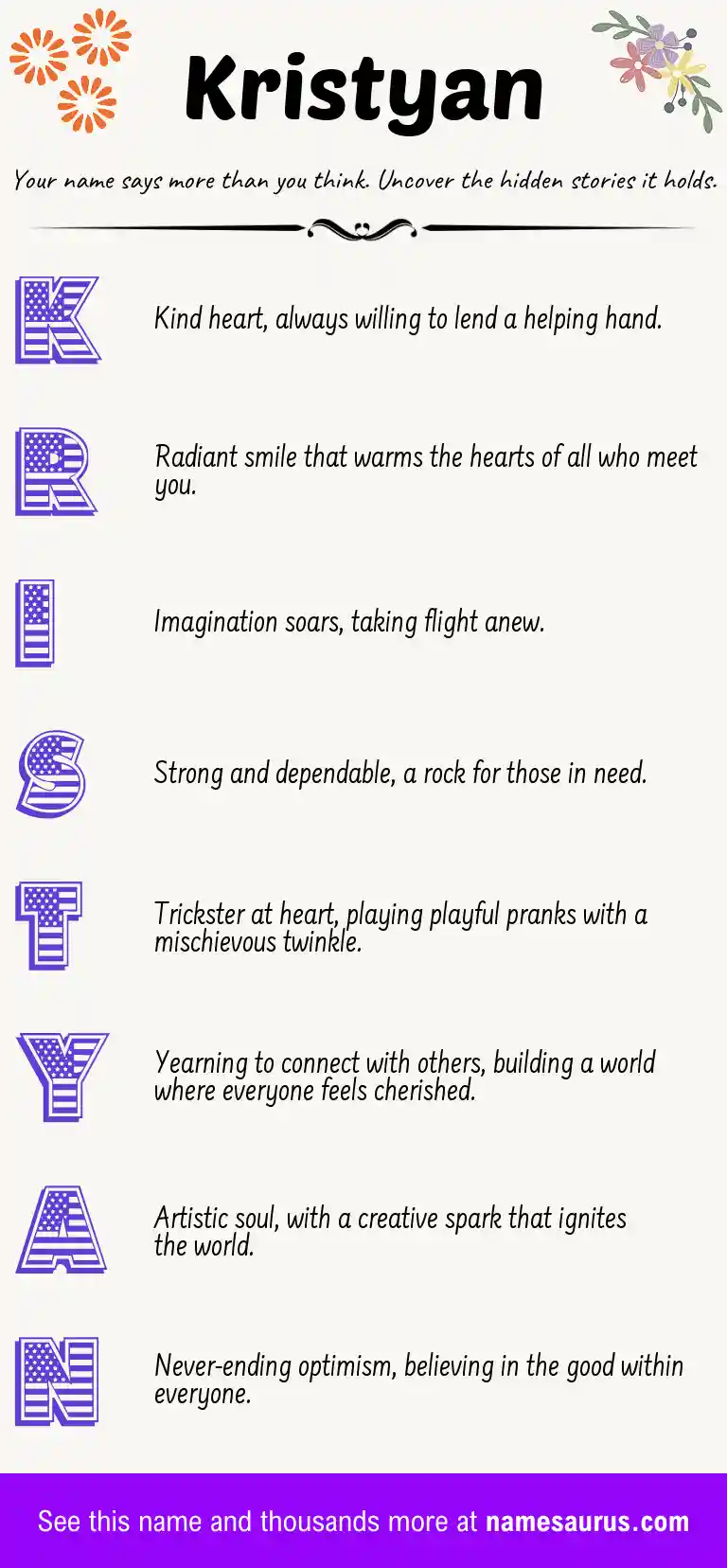 Acrostic poem about Kristyan.