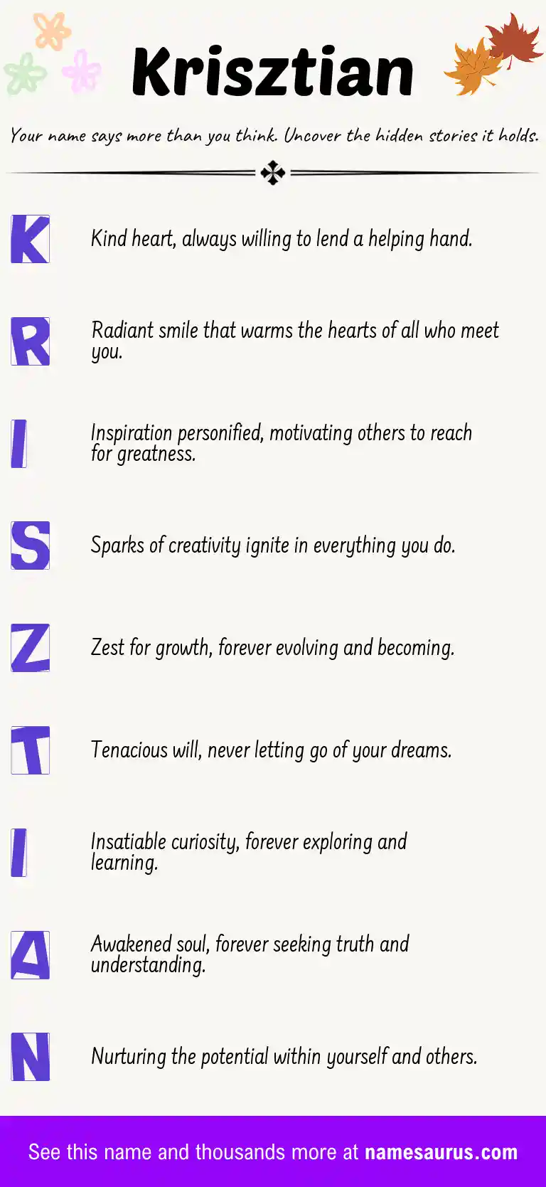 Acrostic poem about Krisztian.