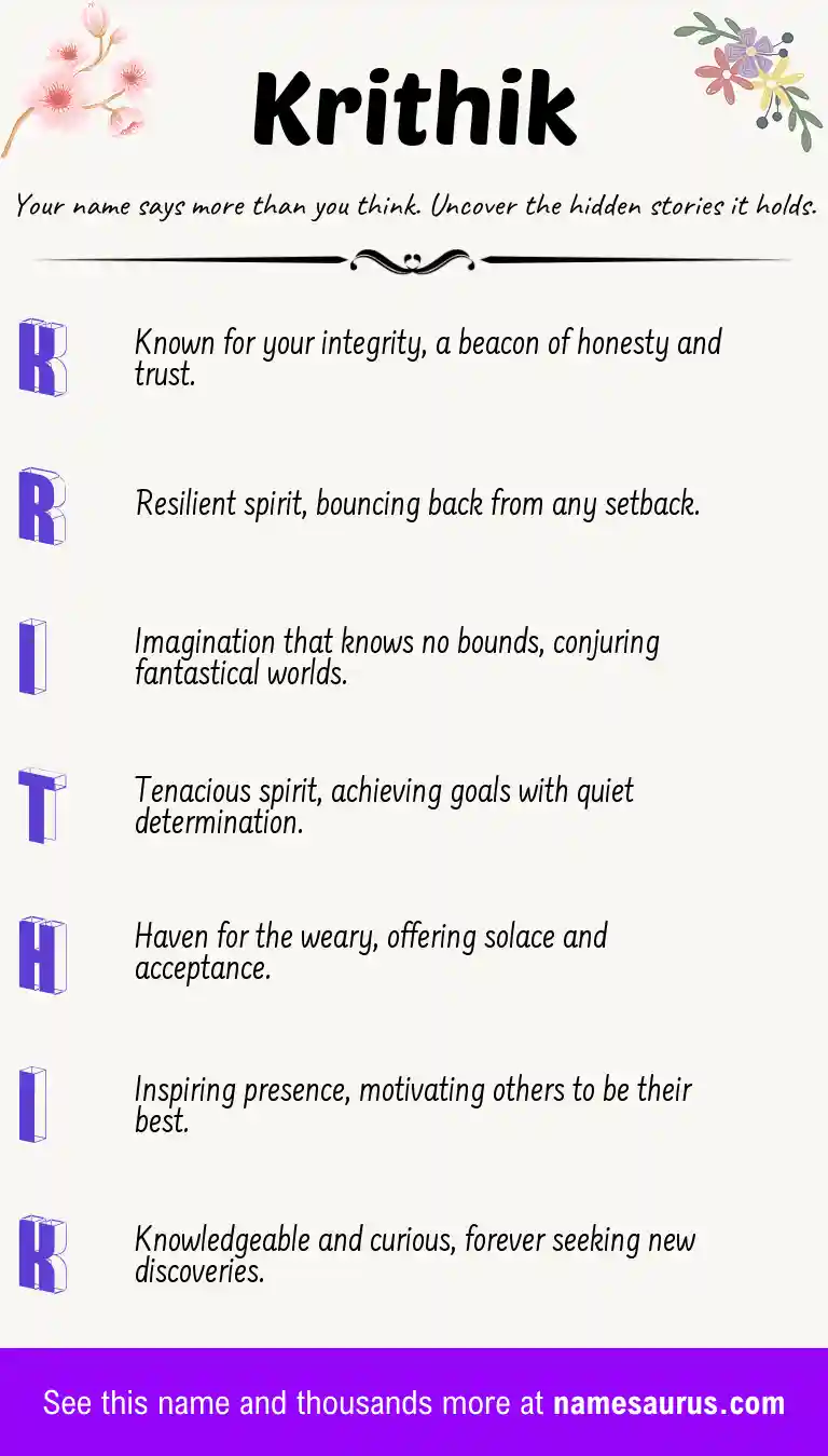 Acrostic poem about Krithik.