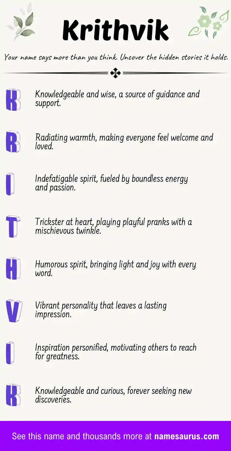 Acrostic poem about Krithvik.