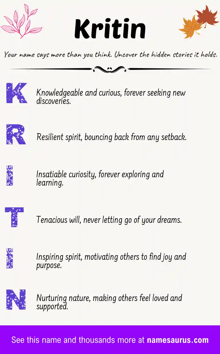 Acrostic poem about Kritin.
