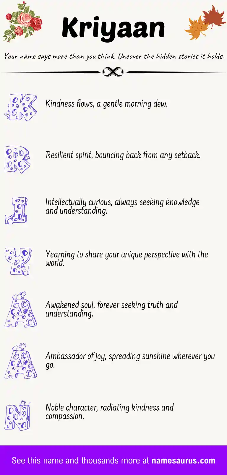 Acrostic poem about Kriyaan.