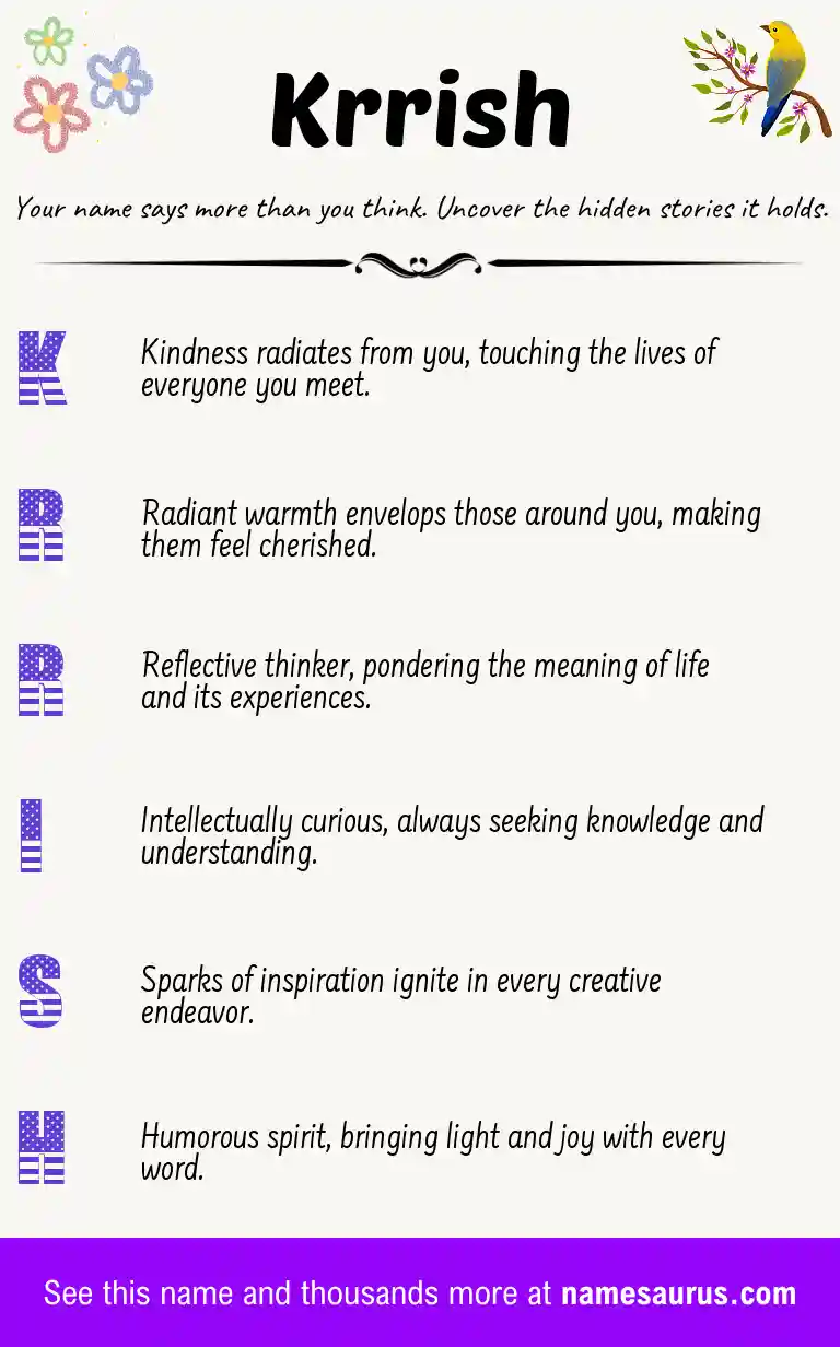 Acrostic poem about Krrish.