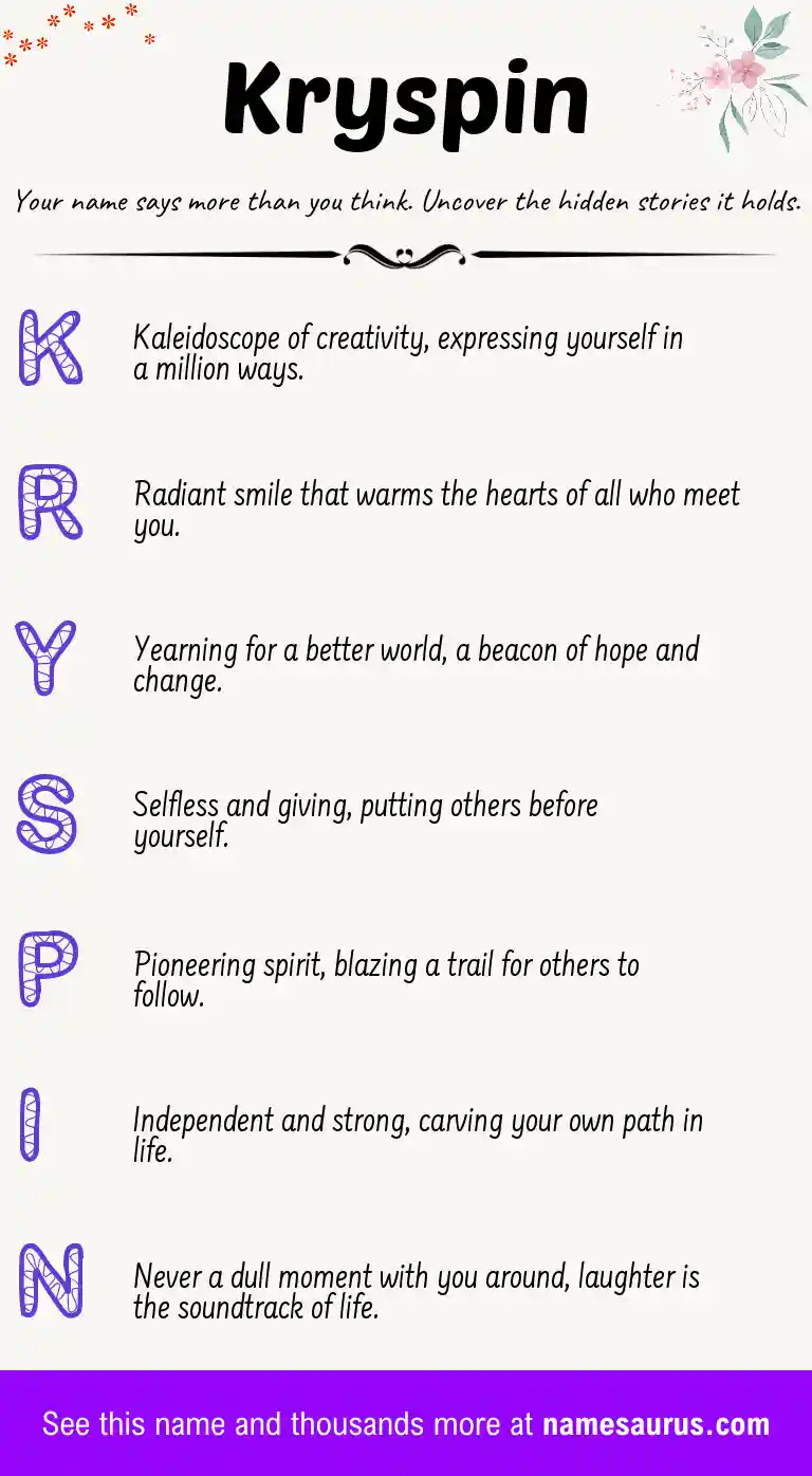 Acrostic poem about Kryspin.