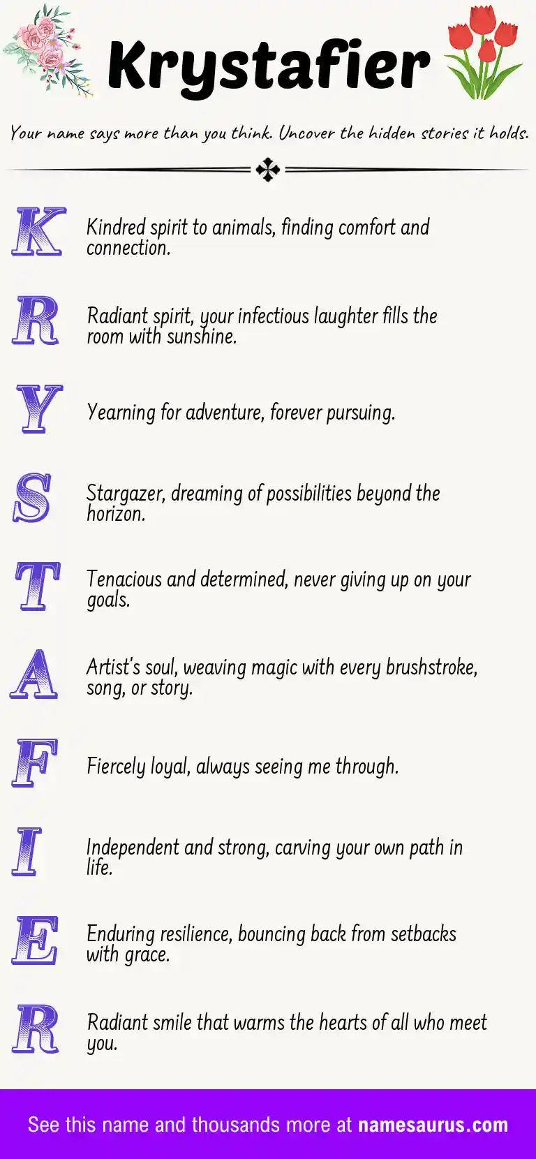 Acrostic poem about Krystafier.