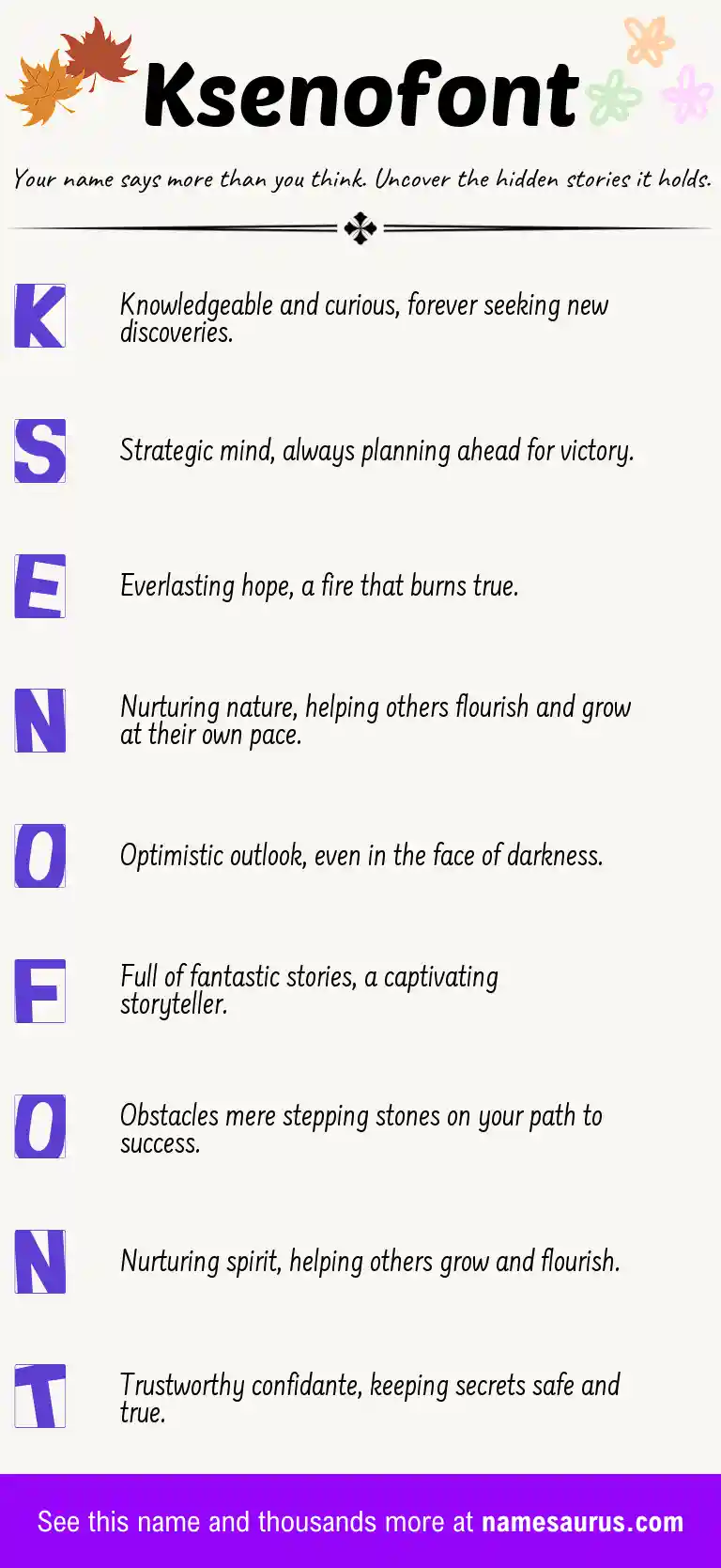 Acrostic poem about Ksenofont.