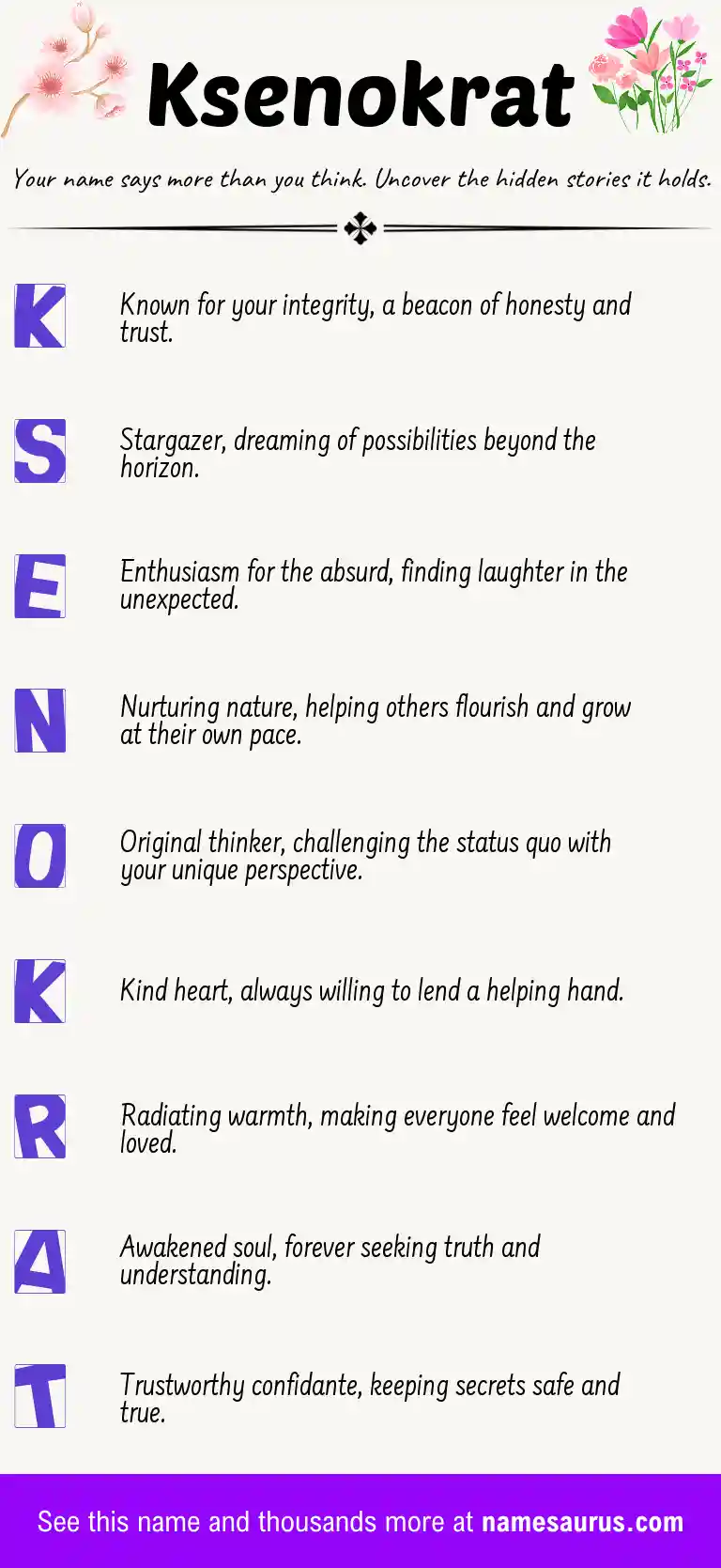 Acrostic poem about Ksenokrat.