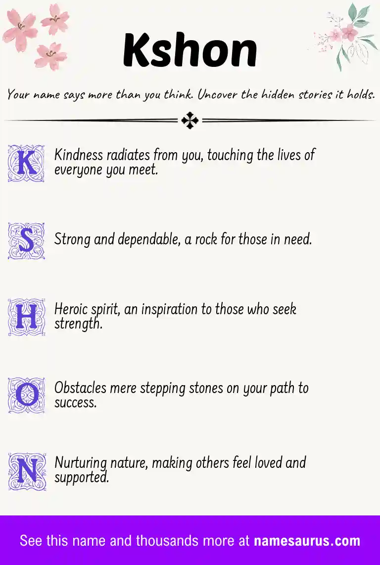 Acrostic poem about Kshon.