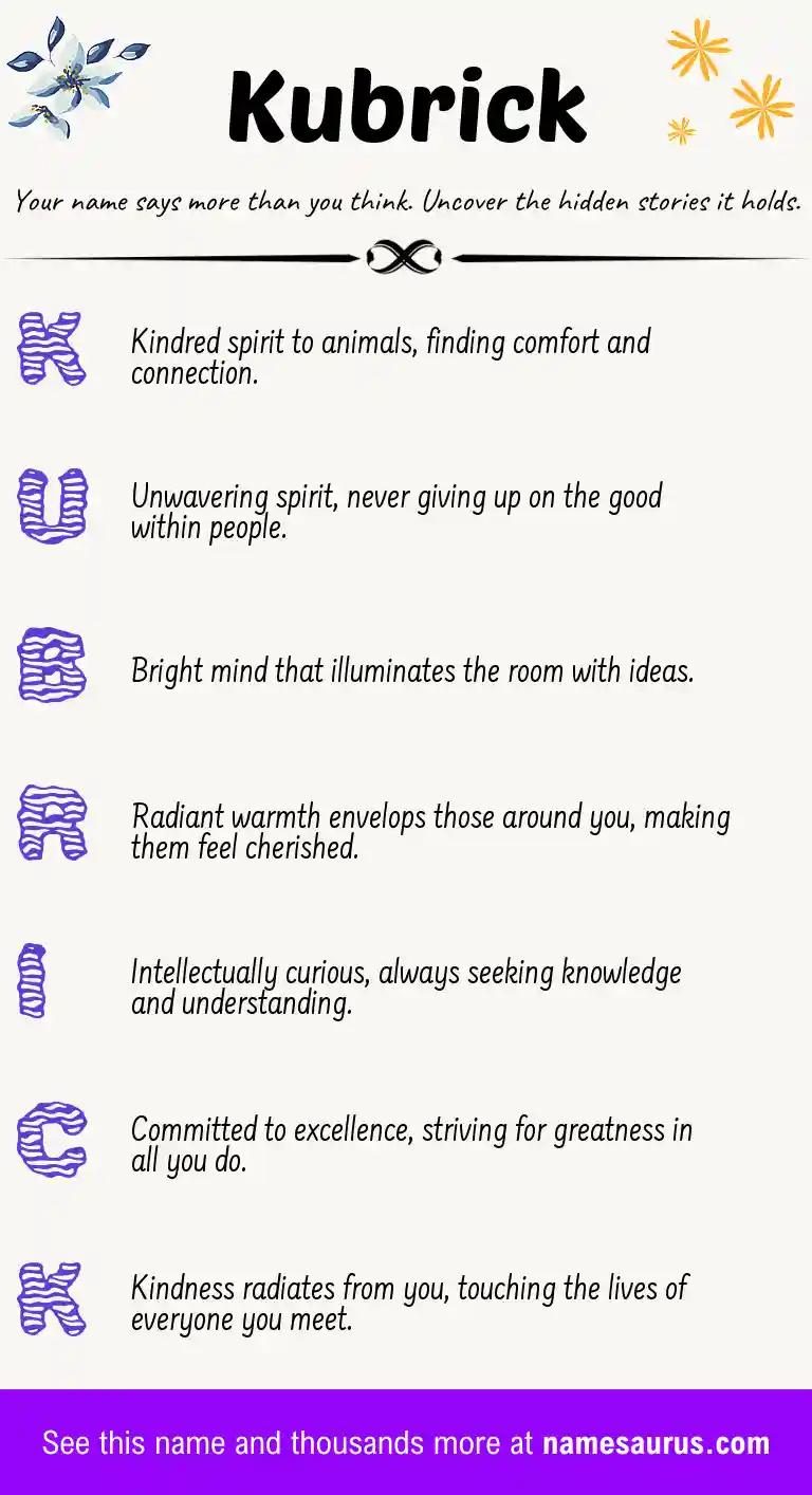 Acrostic poem about Kubrick.