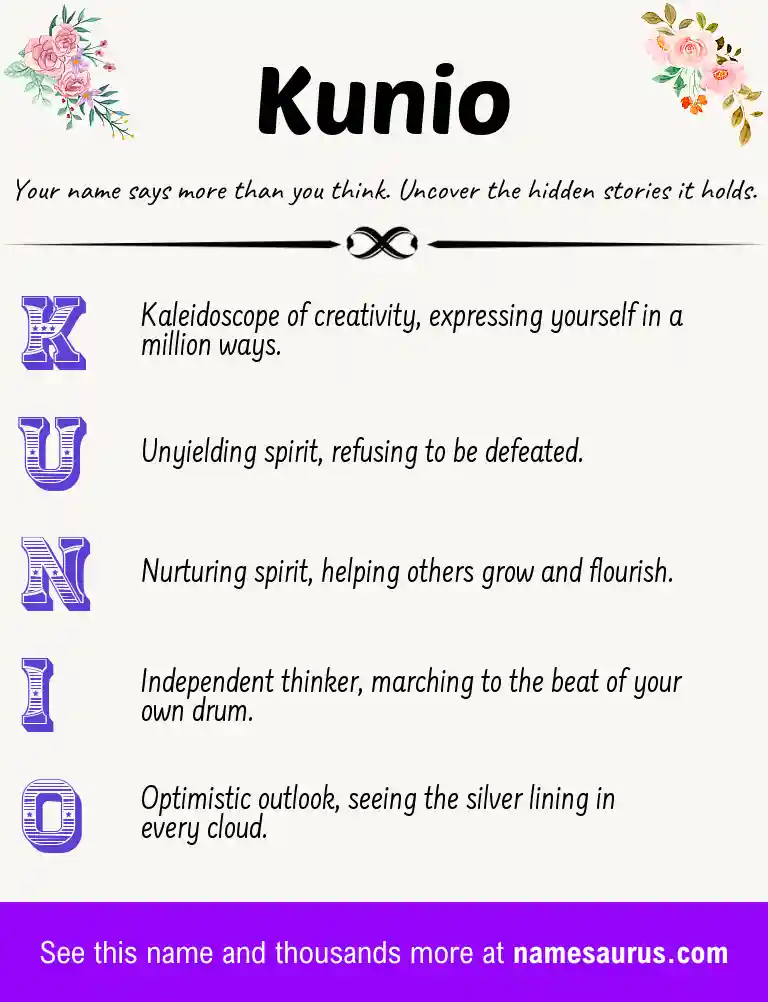 Acrostic poem about Kunio.