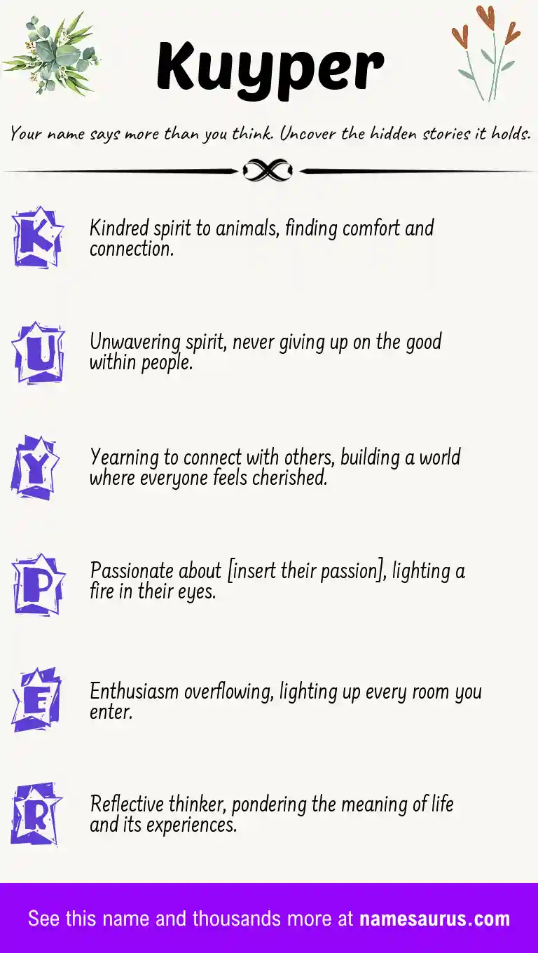 Acrostic poem about Kuyper.