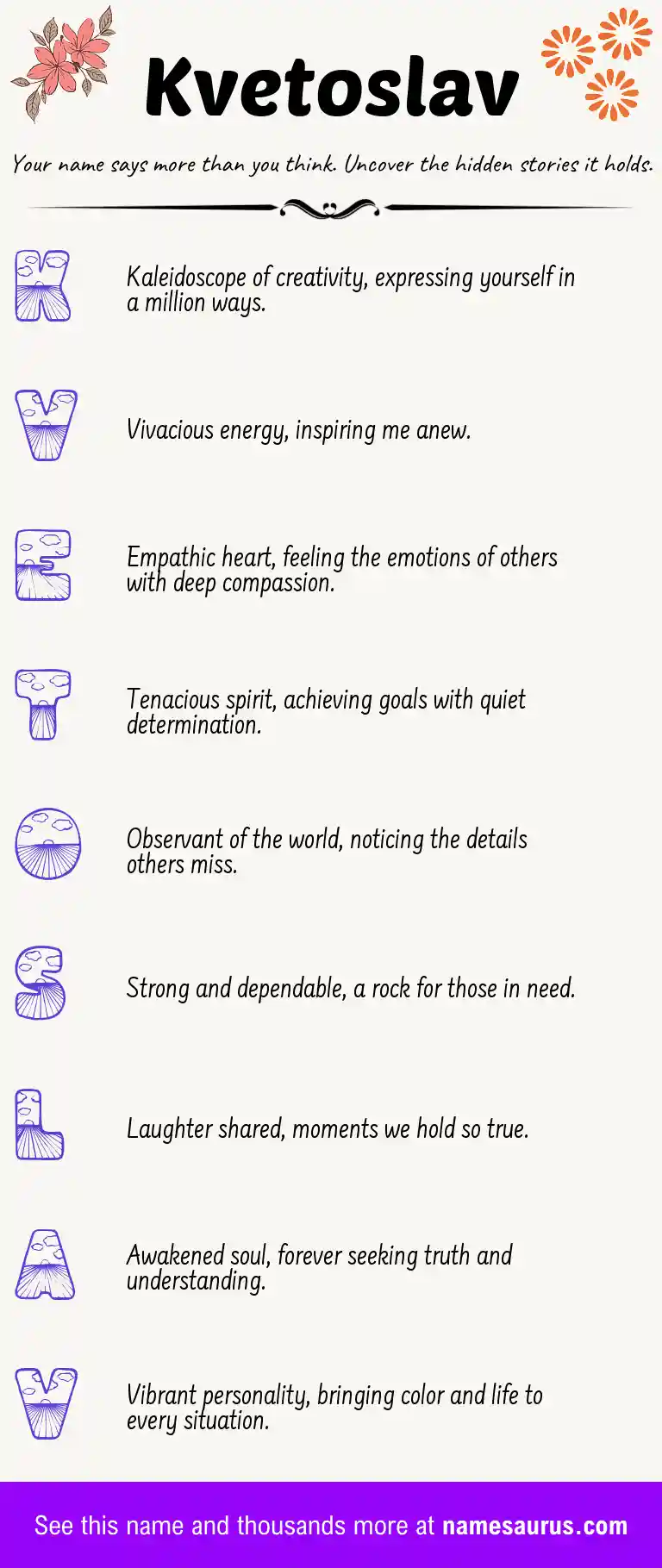 Acrostic poem about Kvetoslav.