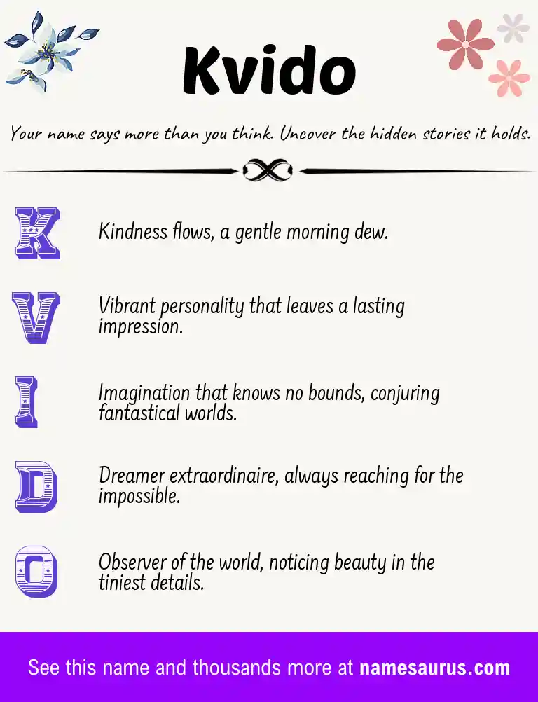 Acrostic poem about Kvido.