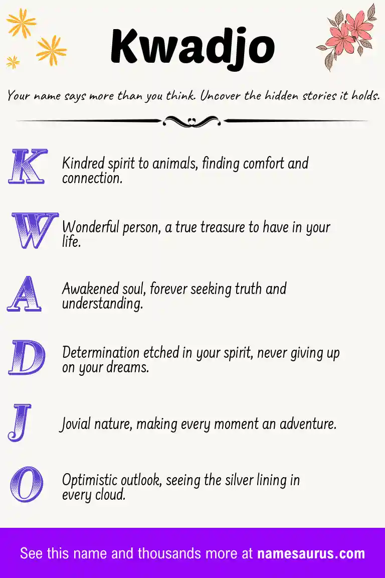 Acrostic poem about Kwadjo.