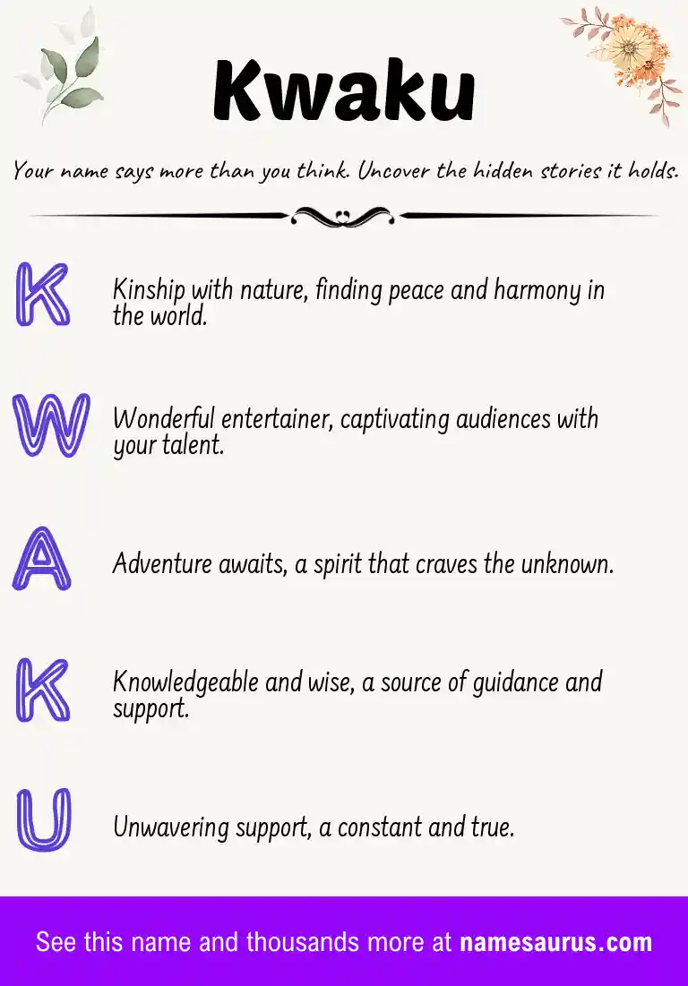 Acrostic poem about Kwaku.