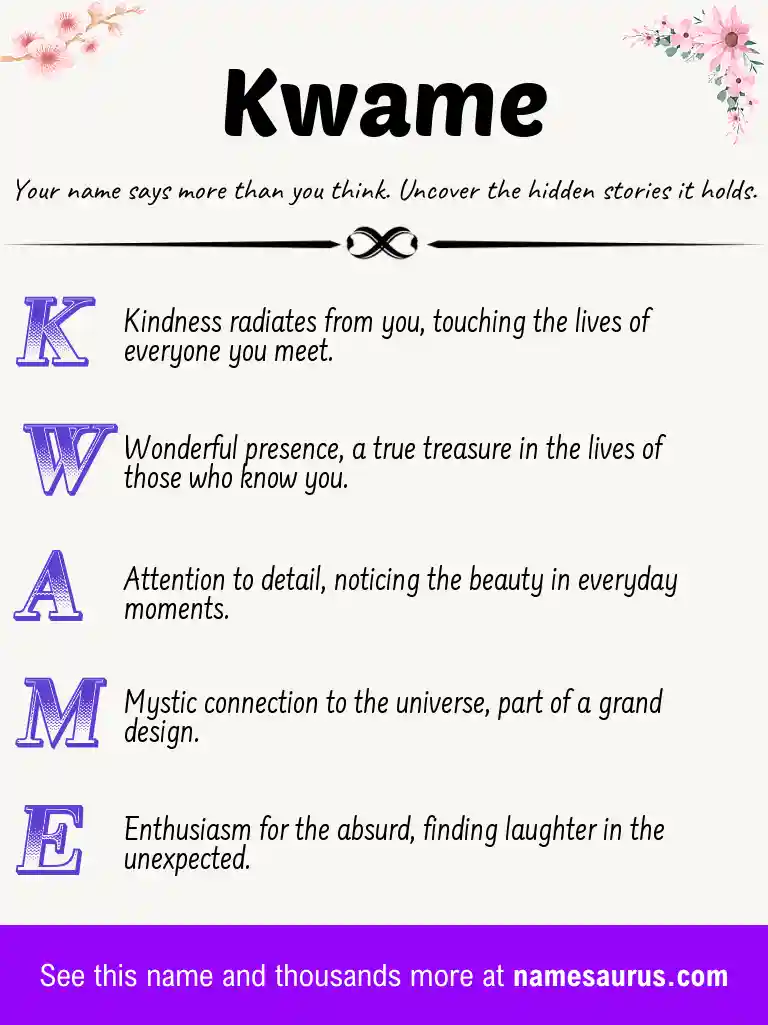 Acrostic poem about Kwame.