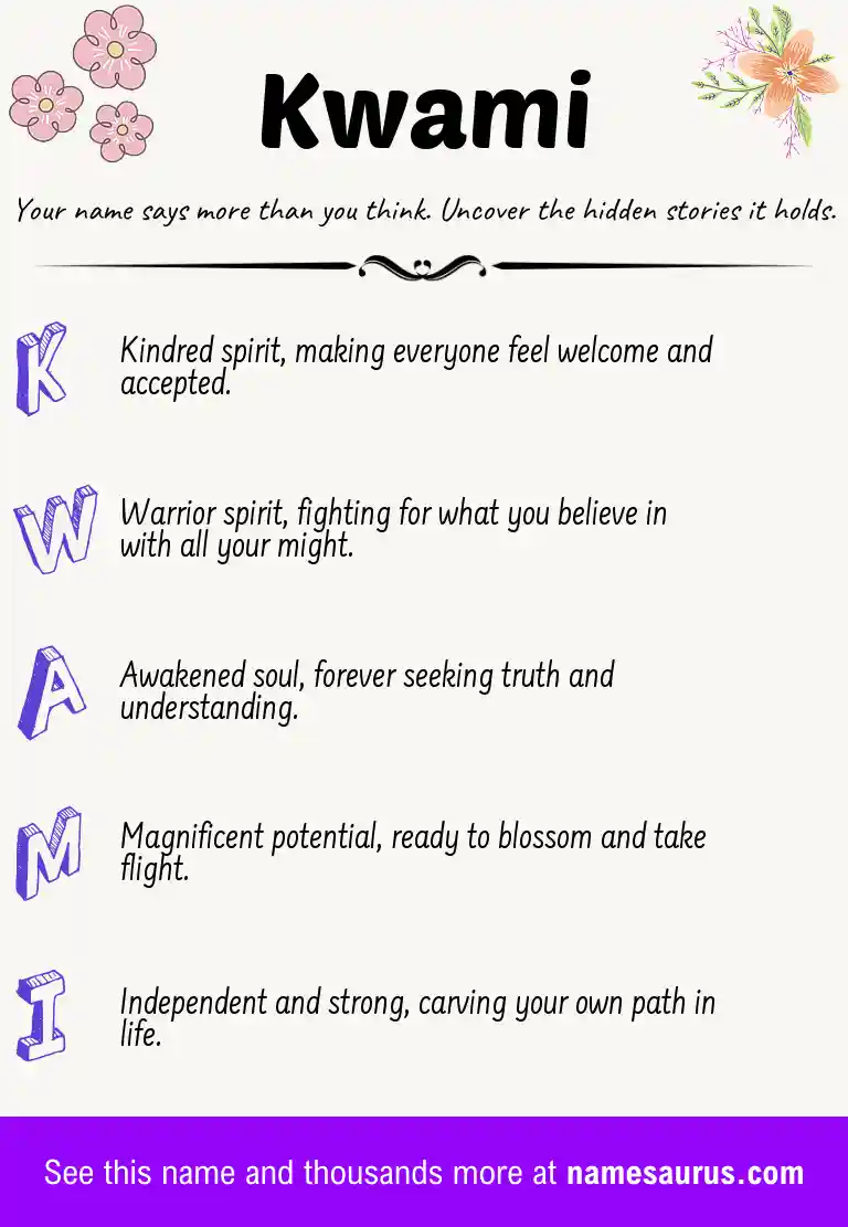 Acrostic poem about Kwami.