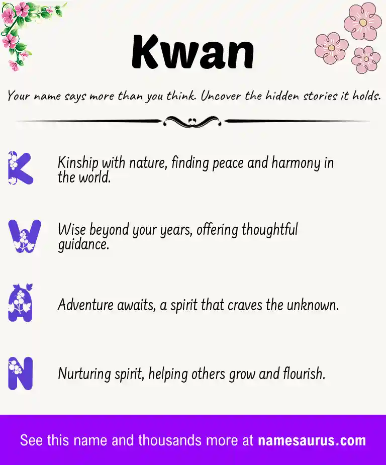 Acrostic poem about Kwan.
