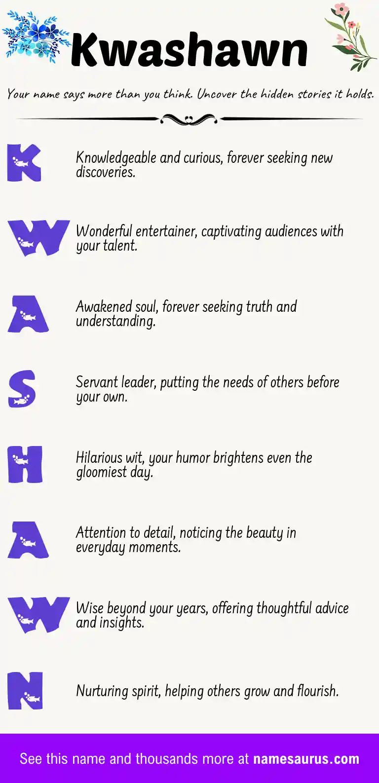 Acrostic poem about Kwashawn.