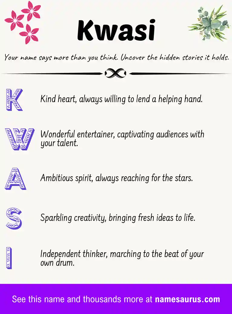 Acrostic poem about Kwasi.