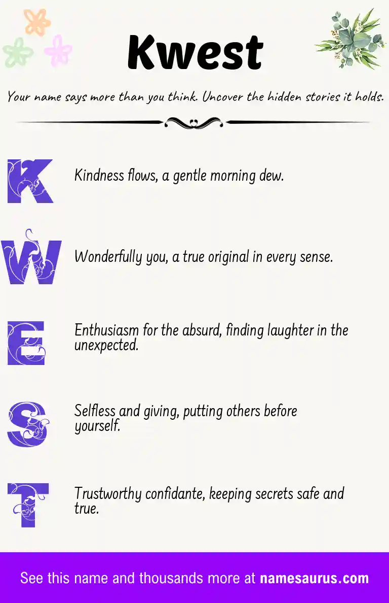 Acrostic poem about Kwest.
