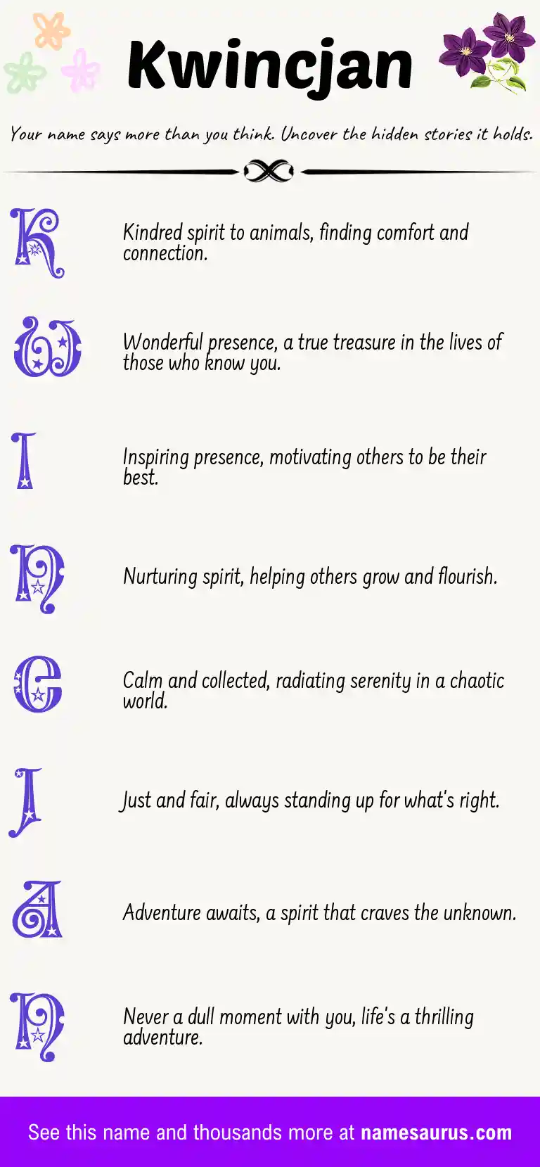 Acrostic poem about Kwincjan.