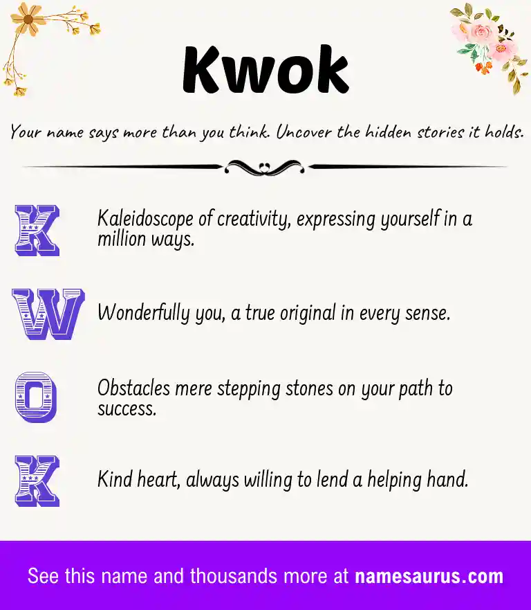 Acrostic poem about Kwok.