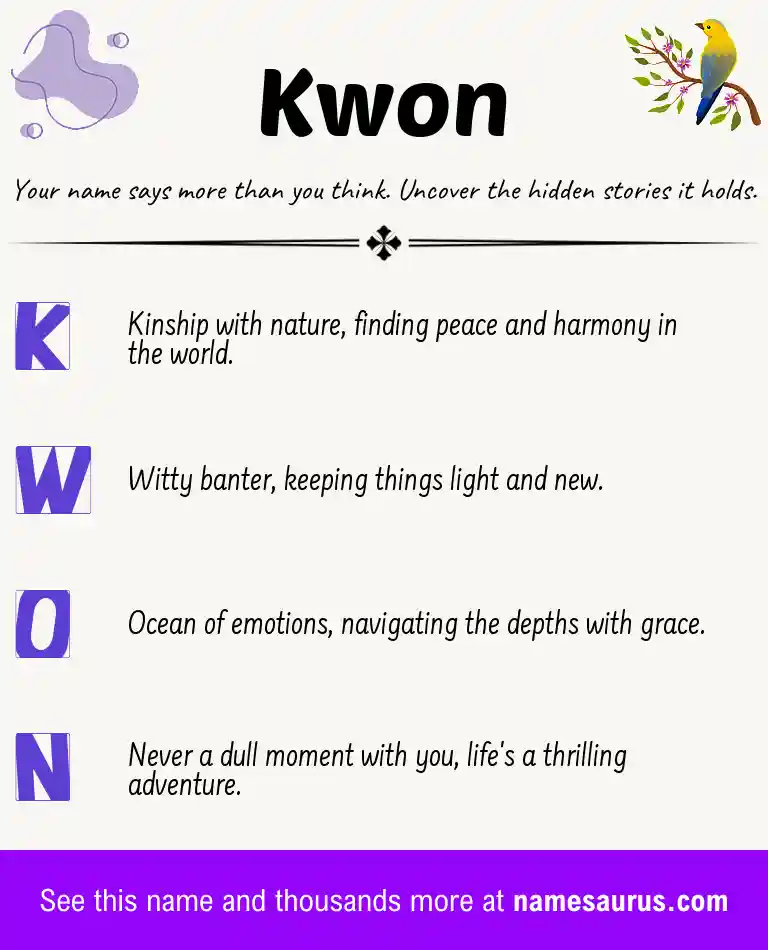 Acrostic poem about Kwon.