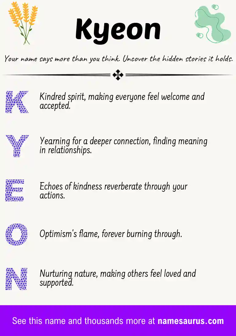 Acrostic poem about Kyeon.