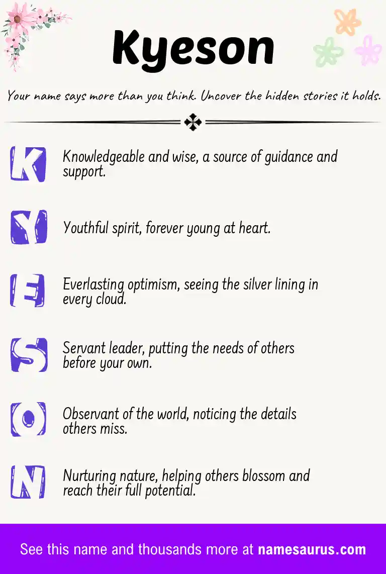 Acrostic poem about Kyeson.