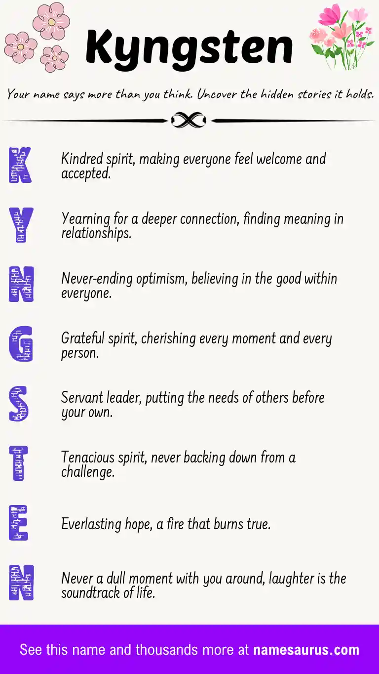 Acrostic poem about Kyngsten.