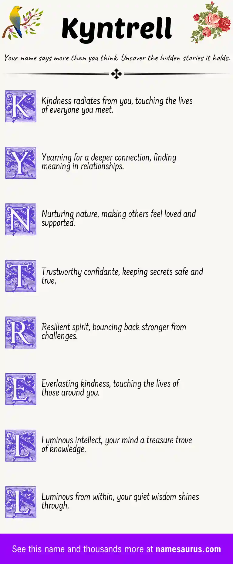 Acrostic poem about Kyntrell.