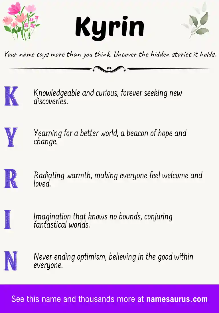 Acrostic poem about Kyrin.