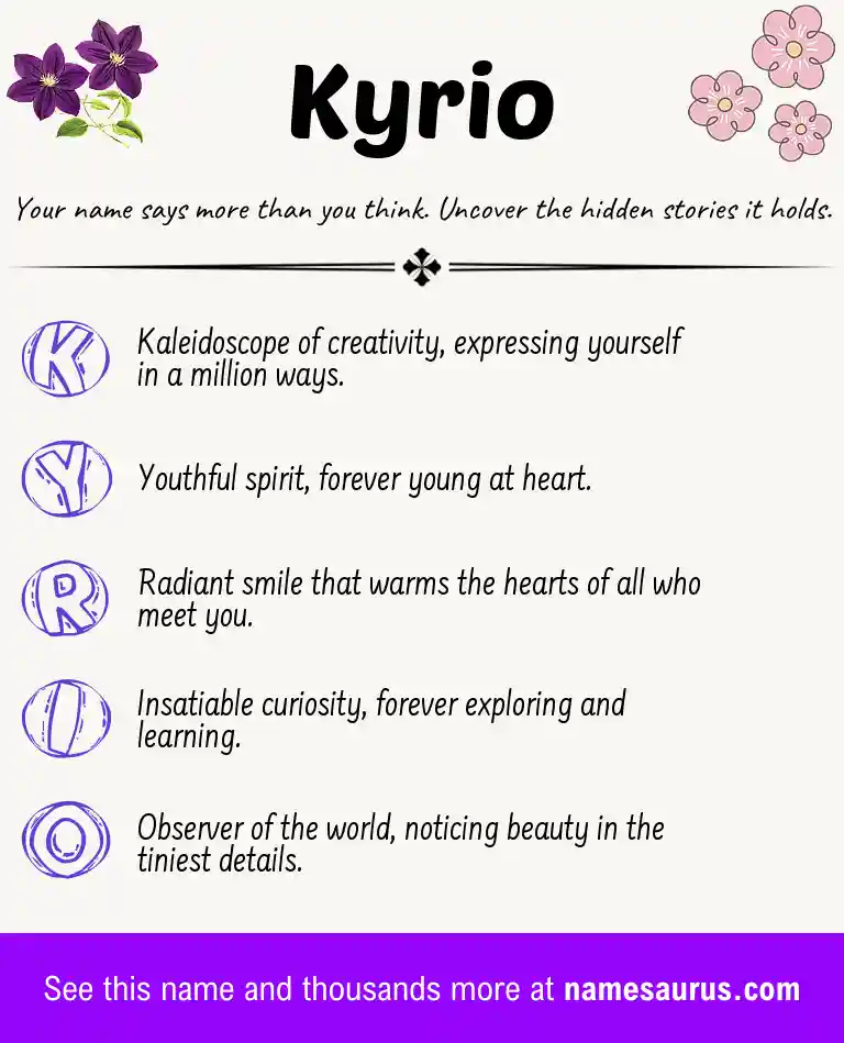 Acrostic poem about Kyrio.