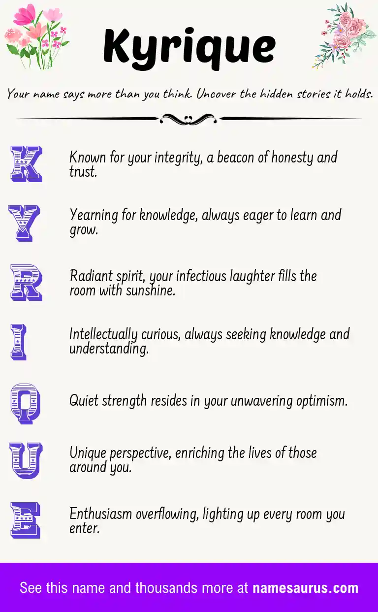 Acrostic poem about Kyrique.