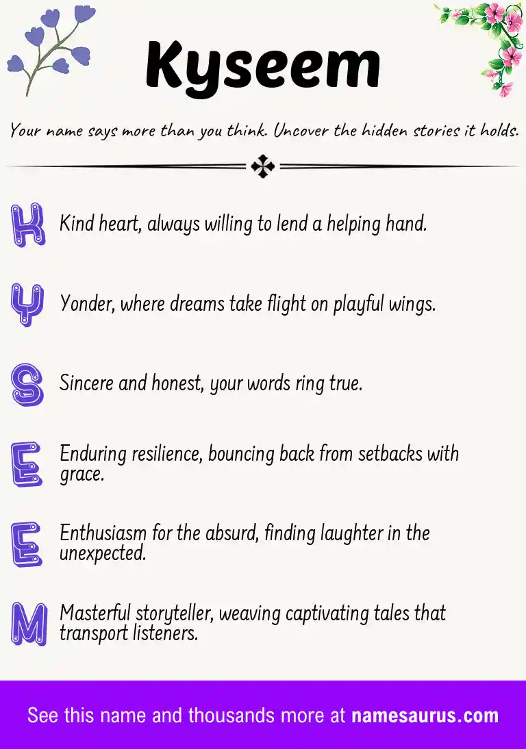 Acrostic poem about Kyseem.