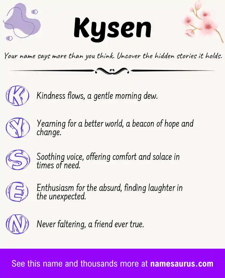 Acrostic poem about Kysen.