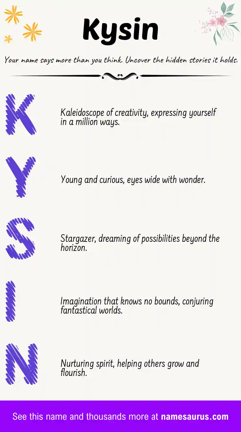 Acrostic poem about Kysin.