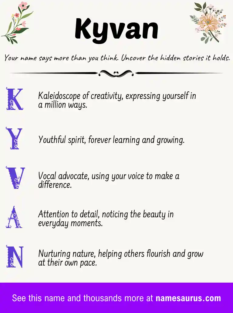 Acrostic poem about Kyvan.