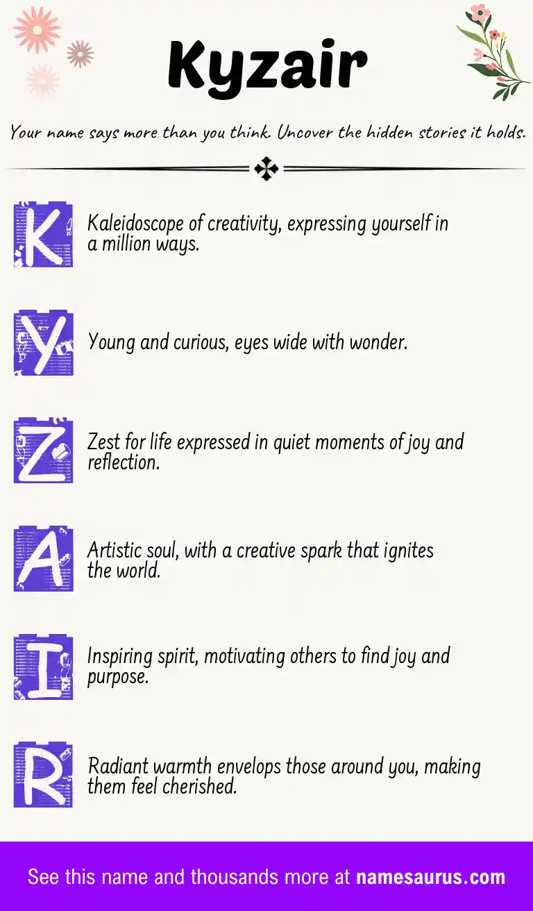 Acrostic poem about Kyzair.