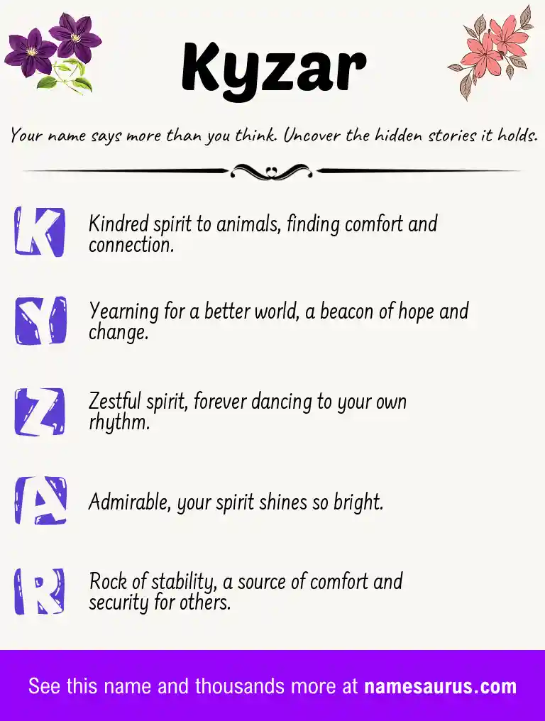 Acrostic poem about Kyzar.