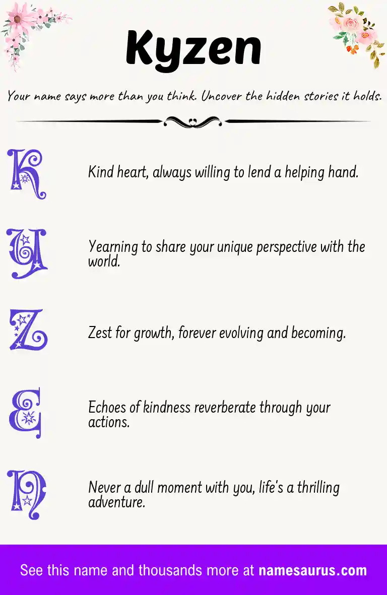 Acrostic poem about Kyzen.