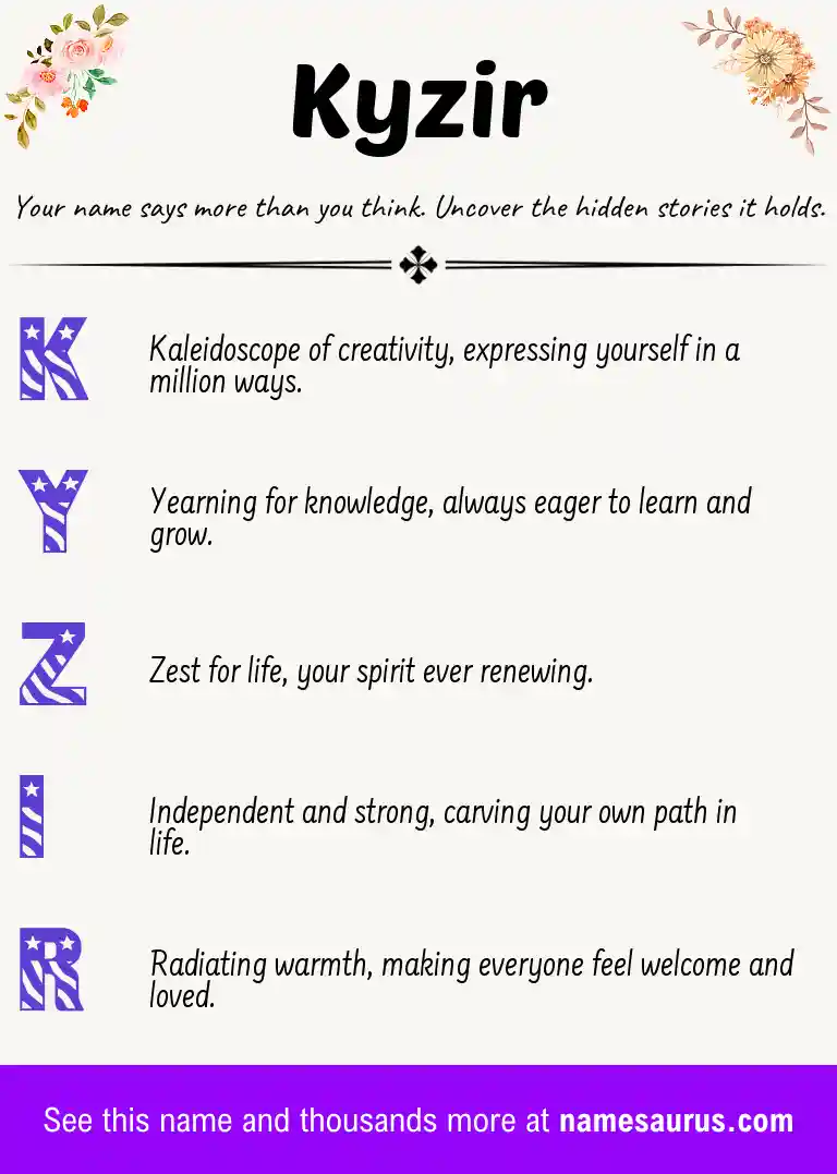 Acrostic poem about Kyzir.
