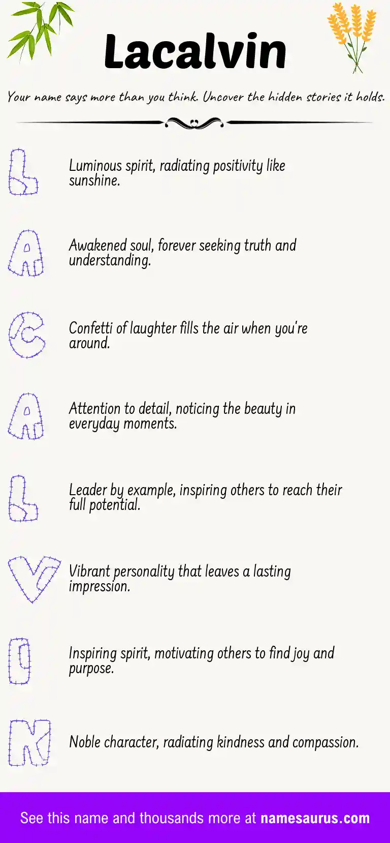 Acrostic poem about Lacalvin.
