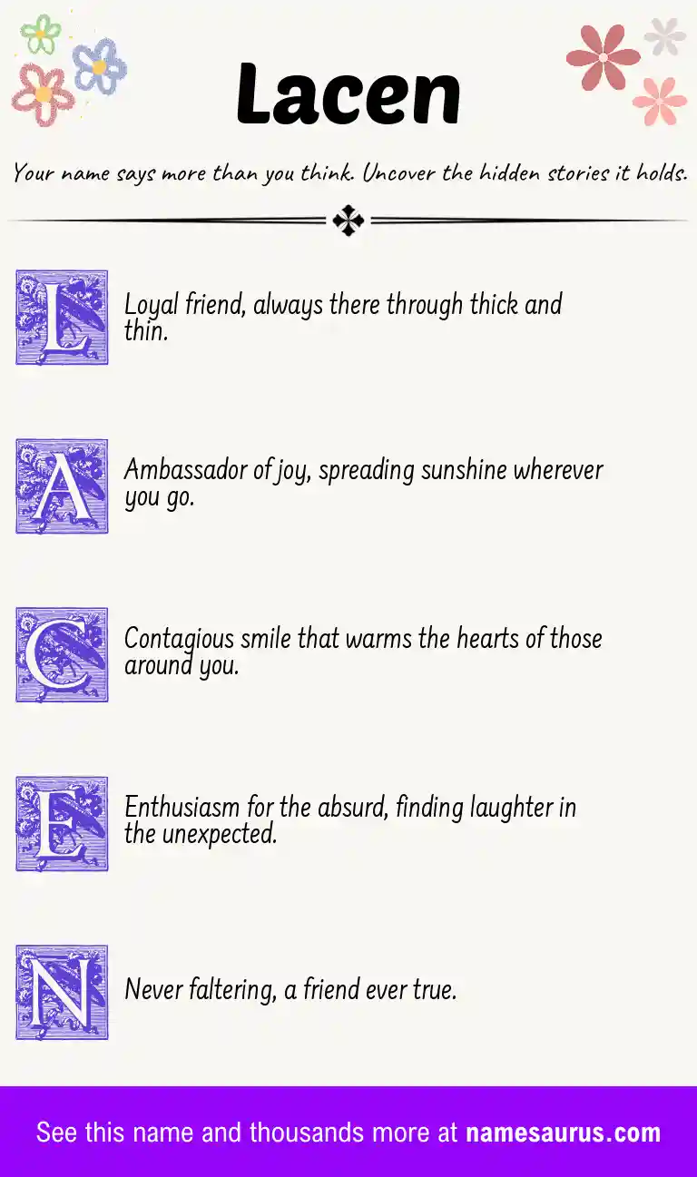 Acrostic poem about Lacen.