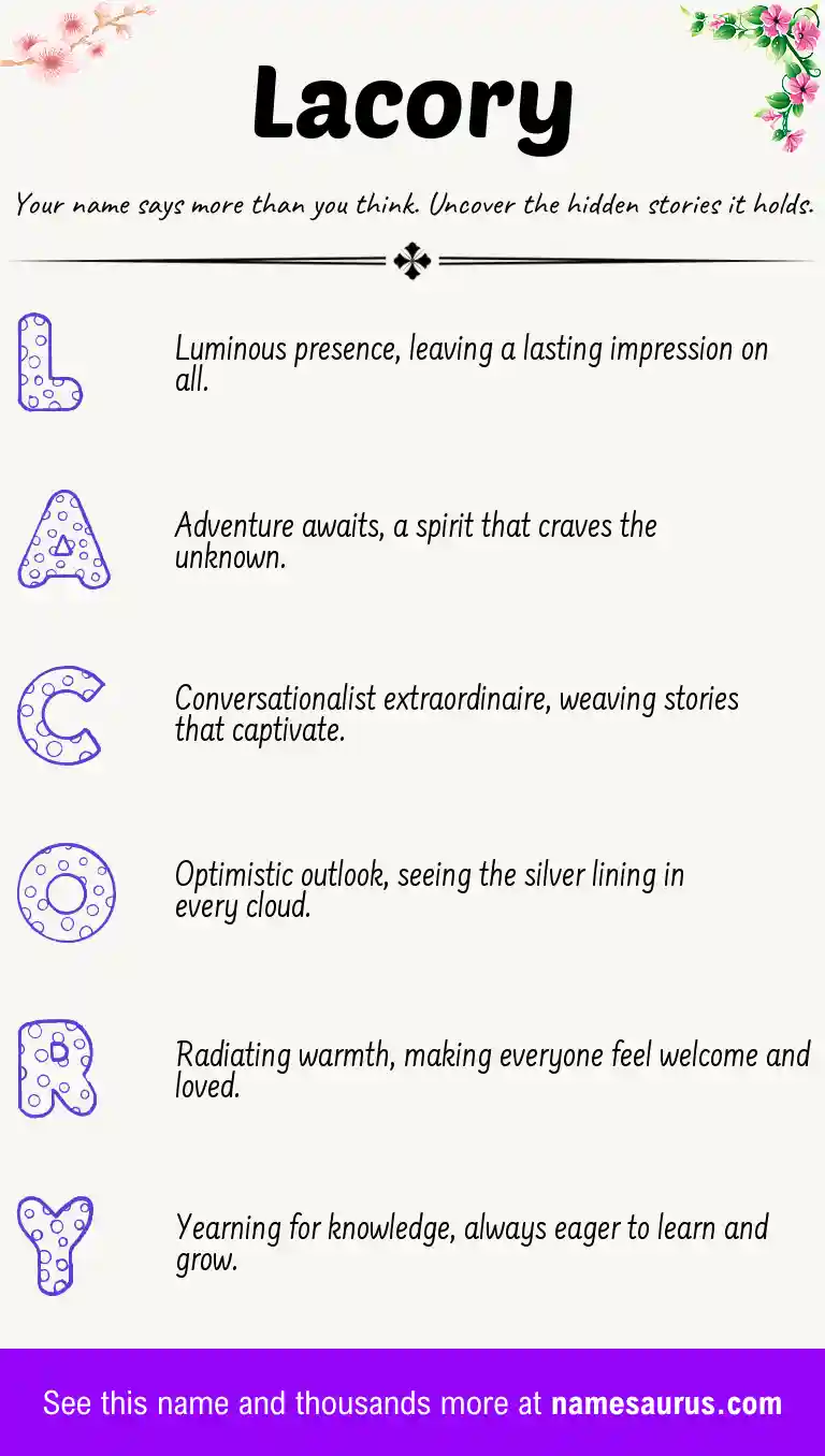Acrostic poem about Lacory.