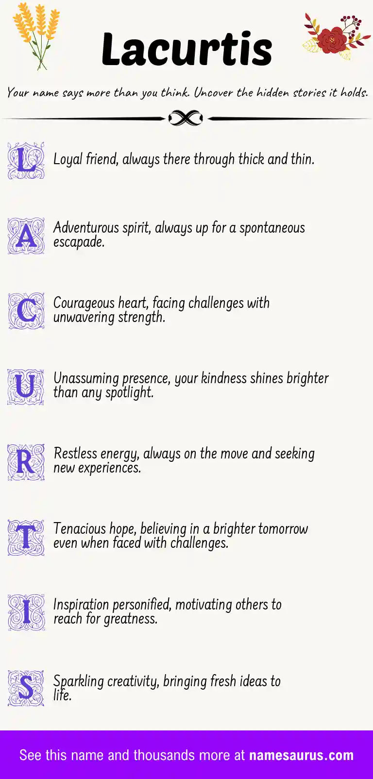 Acrostic poem about Lacurtis.