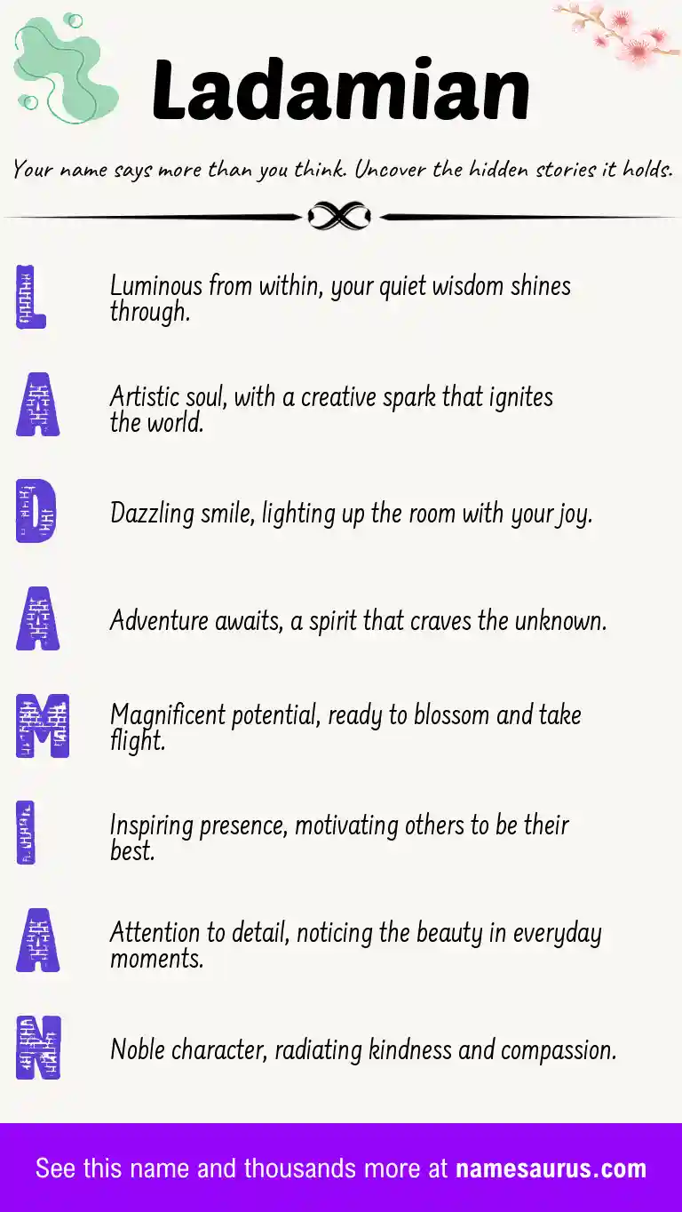Acrostic poem about Ladamian.
